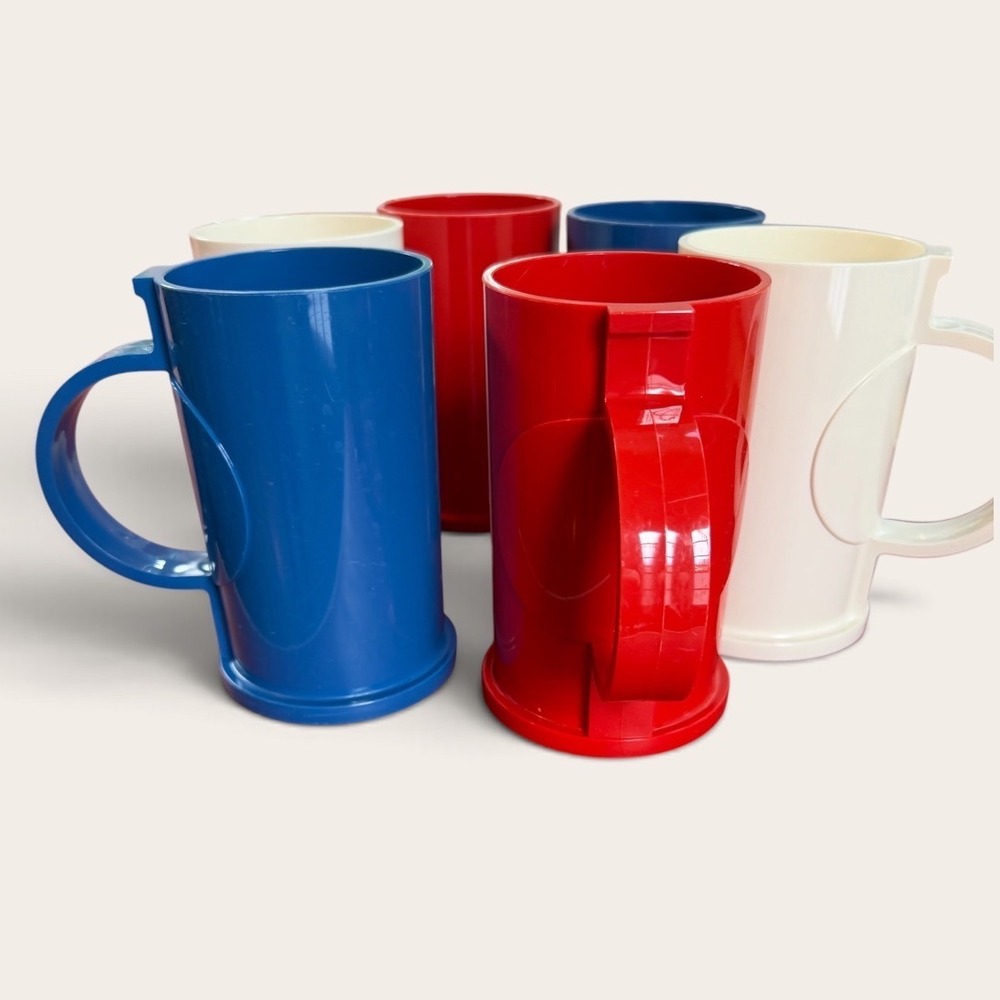 6 Dansk Design Melamine plastic mugs Gunnar Cyren Mid Century Modern Patriotic